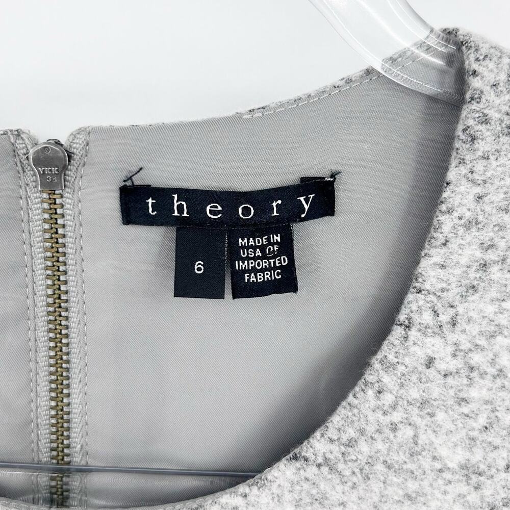 Theory Raneid K Wool Felt A-Line Dress Gray Sleeveless 6 Virgin Wool Minimalist - Picture 6 of 11